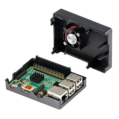ABS Negro Caja Para Raspberry Pi 3 Modelo B  Plus With Ventilador  Dos Disipadores De Calor