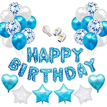 Decoration Anniversaire Garcon Deco 1 Banderole Banniere Joyeux Anniversaire Happy Birthday 8 Pompon Fleur 6 Metres Guirlande Etoiles 12 Ballons 30 Cm Bleu Blanc Turquoise Loisirs Creatifs Guirlandes Cotillons Et Confettis Rodschinson Com
