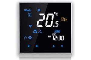 BecaSmart Series 3000 Termostato Inteligente Wi-Fi programable Dos Tubos para Aire Acondicionado Fan Coil con conexión WiFi para Soporte Intelligent Voice (Dos Tubos, Negro)