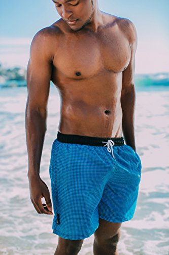 GUGGEN MOUNTAIN Herren Badeshorts Beachshorts Boardshorts Badehose kariert *Blau Lila* - 4