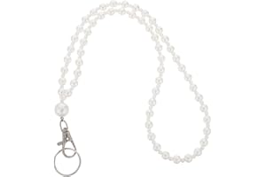 SECFOU Pearl Beaded Teacher Lanyard med Transparent Id-korthållare Pärlhalsband för Kvinnor Korthållare Elegant Nyckelband fö