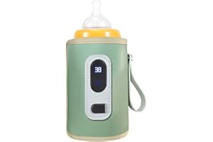TYCIONG Podgrzewacz do butelek dla niemowląt, przenośny podgrzewacz do butelek z wyświetlaczem LED, regulacja temperatury, podgrzewacz do mleka dla niemowląt USB do podróży samochodowych (zielony)