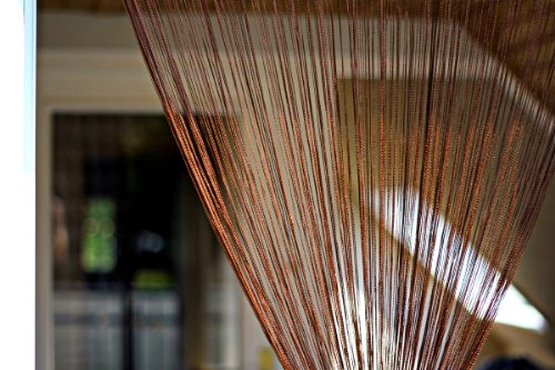 1001 Wohntraum F02 Fadenstore, 100 x 200 cm, Fadengardine, Fadenvorhang, Raumteiler, Gardinen, braun