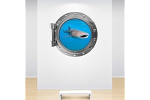 60 Second Makeover Limited Full Colour Whale Shark Porthole Decal Under The Sea Silver Ocean Marine Wall Sticker Kids Bedroom Decoration