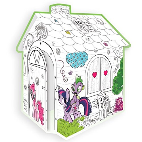 Mochtoys 10799 Malhaus Pony, Spielhaus, Kartonhaus mit Türe 78 x 67 x 99 cm