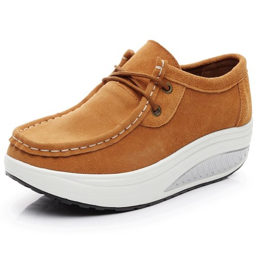 Shenn - plataforma mujer, Marrón - canela, 37.5