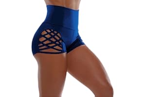 BIKETAFUWY Short Pole Dance Femme Sexy Taille Haute Short Sport Femme avec Découpes Croisées Latérales Cycliste Femme Butt Lift Respirant Short Running Femme Opaque Short de Sport Femme de Yoga Course Cyclisme