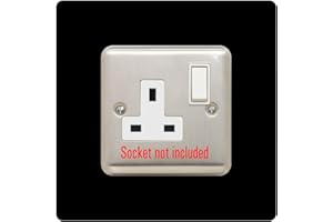 EWOLDS Single Socket Surround | Square | Acrylic Back Panel or Finger Plate | Light Switch Plug, Font Colour:Black