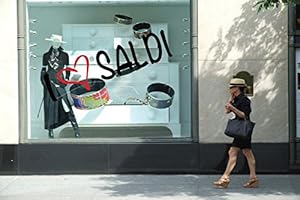 Scritte Prespaziate:"I LOVE SALDI". Adesivo4You (120x65 cm., Nero-Rosso)