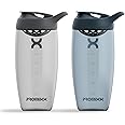 Promixx PURSUIT Protein Shaker Bottle 2-Pack – Premium Sports Shaker Bottles for Protein Mixes and Supplement Shakes – Midnight Blue, Graphite Gray, 700ml