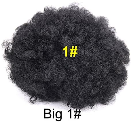 Synthetic Curly Wave Hair Clip In Ponytail Short Afro Kinky Curly Wrap Synthetic Drawstring Puff Ponytail Hair Extensions Wig For African American (BIG#1)
