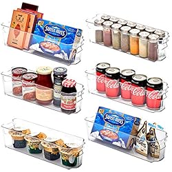 EZOWare Panier de Rangement en Plastique, Grand Bacs de Rangement, pour Frigo, Réfrigérateur, Congélateur, Cuisine, étagères, Salle de Bain - Pack de 6