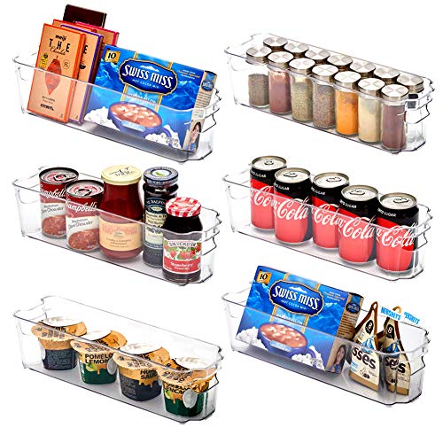 EZOWare Panier de Rangement en Plastique, Grand Bacs de Rangement, pour Frigo, Réfrigérateur, Congélateur, Cuisine, étagères, Salle de Bain - Pack de 6