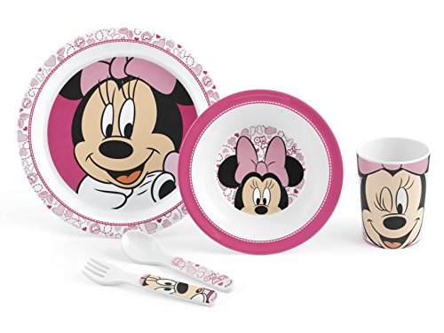 Lulabi Disney Minnie, Set tavola, 5 unità, Melamina, Rosa, 6+ mesi