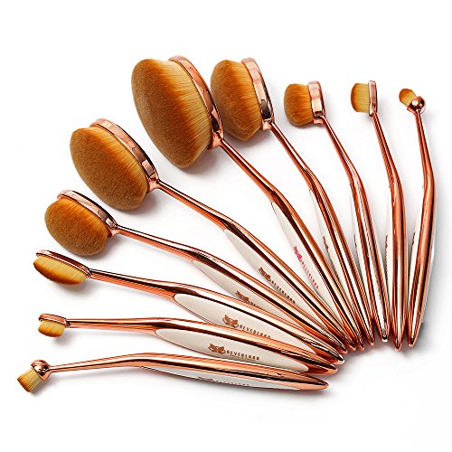 Neverland Beauty 10x Foundation Pinsel Puderpinsel Kosmetik Brush Grundierung Make Up Zahnburste Rose Gold - 4