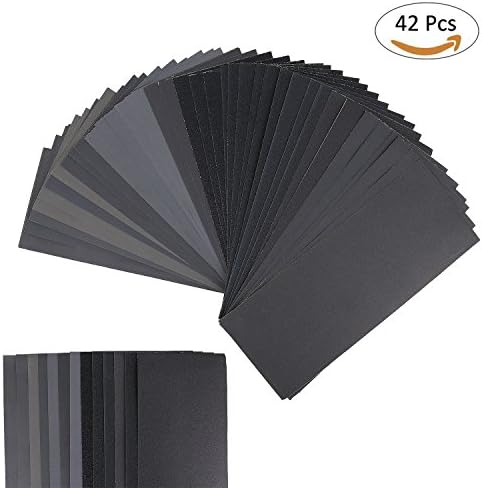Cymax 42 Pcs Wet and Dry Fine Sandpaper Assortment 120 to 3000 Grit Sanding Paper for Automotive Sanding, Wood Furniture Finishing and Wood Turning Finishing