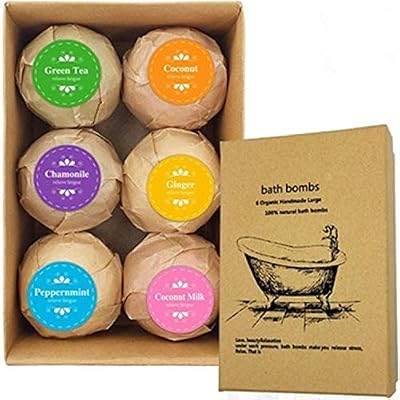 shengrungao Bombe de Bain Kit Cadeau avec 6 Boules pour Homme Femme Enfant, Spa Luxueux pour Bain, Bulles Pétillantes Flottantes Colorées, Cadeau Parfait pour Noël, Fête des Mères, 6 x 60g (C20)