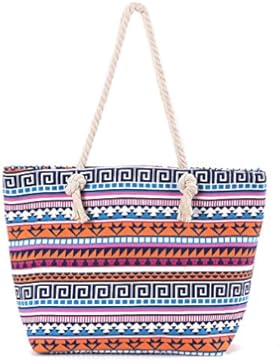 DonDon Damen Strandtasche Shopper mit Reissverschluss 46 cm 32 cm 16 cm in trendigen Farben