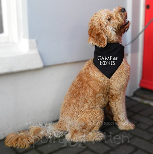 Spoilt-Rotten-Pets-Designer-Dog-Bandana-Size-Game-Of-Thrones-Style--GAME-OF-BONES-Four-Adjustable-Sizes-Available-From-A-Tiny-Chihuahua-to-An-Extra-Large-St-Bernard