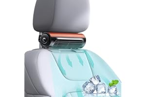 IKIKIN Neuer 12V-Autoventilator, tragbarer Autositzventilator USB-Kühlventilator, mit 3-fach einstellbarer starker und leiser Kopfstütze Luftkühler verwendet für LKW Wohnmobile Boote und Wohnwagen (Braun)