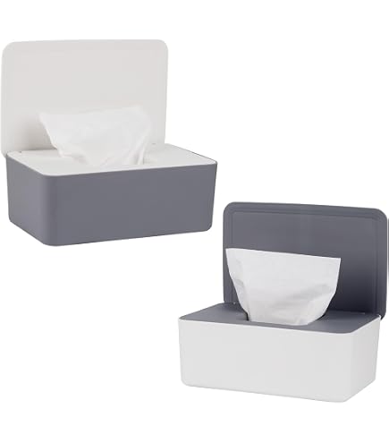 EUPSIIU Lot De 4 Boîtes à Lingettes Humides Réutilisables Pour Bébé - Pochette Portable Noire Et Blanche, Conteneur Étanche EVA