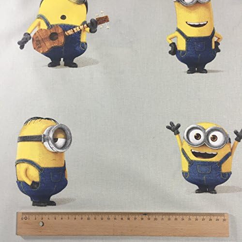 Licensed by Universal Studios – Grey Iconic Minions Novelty Print Premium Grade 100% Cotton Fine Weave Children’s Curtain Bedding Fabric 142 cm Wide – Sold by The Metre
