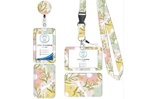 ZREBCLEY Porte Badge Tour de Cou 2 Pcs Porte-Badge avec Portant Cordon Pour Porte Badge Carte d'Identification Protege Carte Bancaire Carte de Bureau Porte Carte Bus (Grass)