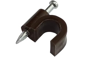 AERZETIX: 100x Grapas para cable redondo 7mm fijación con clavo, color marrón 41803