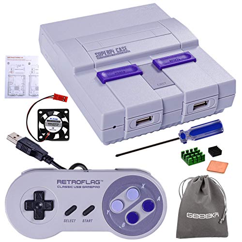 Retroflag SUPERPI CASE NESPI CASE UCase SNES CASE con pulsante di alimentazione funzionale e pulsante di reset, con controller USB classico, ventola dissipatore Raspberry Pi per Raspberry Pi 3 B + e Raspberry Pi 3/2 Modello B / B +