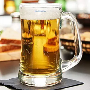 SYANKA Heavy Bottom Beer Mugs Set of 6, 400 ML, Crystal Clear, Premium Beer Glass, Perfect for Gift