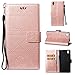 Produktbild KANTAS Hülle für Sony Xperia L1 PU Leder Handyhülle Case Rosa Flamingo Design Sony Xperia L1 Rose Gold Brieftasche Etui Stammes Elefant Design Taschenhülle Bookstyle Magnet Wallet Case mit Standfunktion Kartenhalter Geldbeutel Schutzhülle für Sony Xperia L1