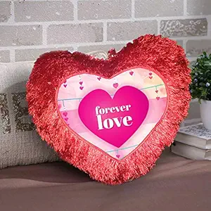 DreamVio Love Heart Shape Valentine's Day Gifts Fur Cushion,Plush Pillow for Gifting on Birthdays,Anniversaries Color - Red (Size- 15x17 inch) Shape 3