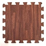 Wood Effect Interlocking Foam Mats - Perfect for Floor Protection, Garage, Exercise, Yoga, Playroom. Eva foam (9 tiles, Brown)