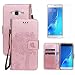 Produktbild Tasche Leder für Samsung Galaxy J5 2016 J510FN Hülle Klappbar und Display Schutz Folie ,OYIME Rosegold Katzen und Baum Muster Handyhülle zum Klappen Dünn Magnet Vollschutz Klapphülle Etui Original Flip Book Case Full Cover Bumper Zubehör Set für Galaxy J5 2016 Modell SM-J510FN