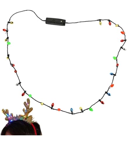 Collar De Luces Navideñas Con 9 Bombillas LED Y 3 Modos De Flash – Accesorio Luminoso Para Fiestas, Regalos Originales Y Decoración Temática