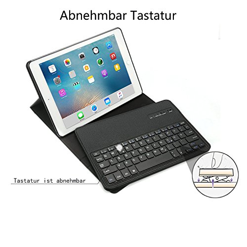 Boriyuan IPad Pro 9.7 Bluetooth Tastatur Hülle, Smart Case Stand Folio Hülle mit abnehmbare Wireless Bluetooth Tastatur Keyboard Case für Apple iPad Pro 9,7 Zoll- (Schwarz) - 7
