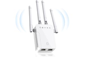 HENLSON WiFi Extender Booster,2.4Ghz 300Mbps Amplifier Wireless Repeater with 2 LAN Ethernet Port, Long Range Signal for Home by 4 Super Antennas, Coverage up to 8470Sq.ft