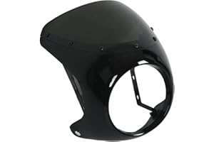 GEDOURAIN Parabrezza per moto, cupolino 7 pollici ABS universale antietà antiusura per la maggior parte dei motocicli(Nero lucido)