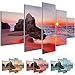 Produktbild Bild 100 x 50 cm - Meer Bilder- Vlies Leinwand - Deko für Wohnzimmer -Wandbild - XXL 5 Teilig Teile - leichtes Aufhängen- 802352b