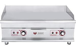 Beeketal 'BGP-6' Profi Gastro Grillplatte elektrisch mit glatter Grillfläche (74,5 x 40 cm) aus 10 mm dickem Gusseisen, 2 Zonen Temperatur separat und stufenlos regelbar je 50-300 °C (2 x 3200 Watt)