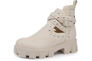 IF Fashion Scarpe da Donna Stivali Stivaletti Biker Fibbie Borchie Primaverili Traforati 340 350