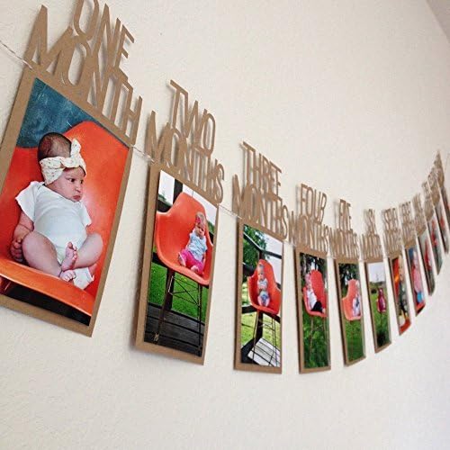 Brcohcoo Baby 1-12 months Growth Record Bunting Photo Banner for First Birthday Decorations