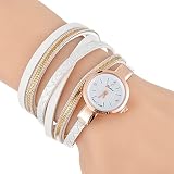 SSITG Damen Uhr Armbanduhr Quarzuhr Analog Lederband Wickelarmband 38.5cm Uhr Watch Geschenk gift