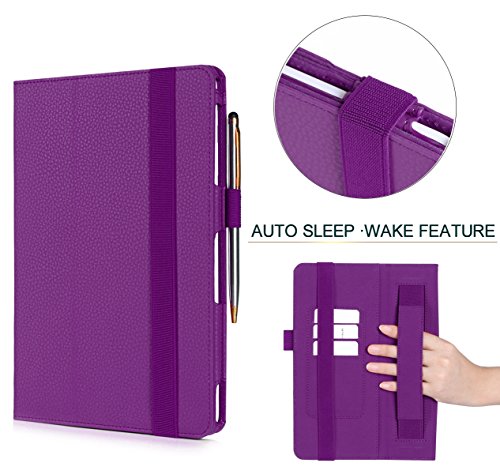 Galaxy Tab S2 9.7 Hülle,Samsung Galaxy Tab S2,Fyy® [Super Functional Series] Hochwertige Kunstleder Hülle mit elastitcher Handschlaufe und Halterungen für Karten, Notizen für Samsung Galaxy Tab S2 9.7 Zoll,Violett (mit automatischer Schlaf/ Weck-Funktion) - 7