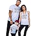 Produktbild Ansenesna Vater Mutter Sohn Tochter und Baby Freizeit Baumwolle Kurzarm Outfits Kinder Familien Matching T-Shirts Kleidung Weiß (Mutter, S)