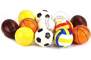 DERAYEE 12 Pieces Soft Sponge Foam Sport Balls Indoor Outdoor Mini Sports Balls Set for Kids