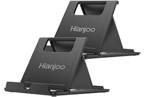 Hianjoo Lot de 2 Support Téléphone de Bureau, Support de Téléphone Pliable Compatible avec Universel Smartphone et Tablette, Noir