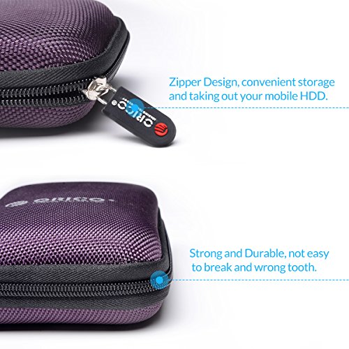 ORICO Festplattentasche Schutztasche Schutzbox für 2,5 Zoll externe tragbare Festplatten Western Digital WD Seagate Toshiba Samsung Intenso (2.5″, Lila) - 3