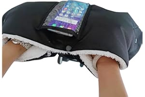 Lotvic Gant Poussette, Gants de Poussette avec Poche pour Téléphone, Poussette Gants, Gant Poussette Protège-Mains, Poussette Hiver Antigel Gants Doux Chaud pour Poussette, Taille Universelle