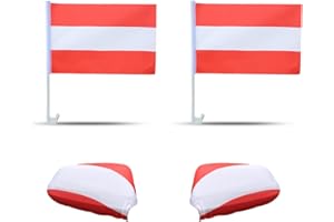 Sonia Originelli Fanset Fanartikel Fahnen für das Auto Spiegelfahnen Fensterfahnen WM EM, Farbe: Österreich